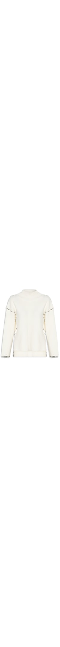 Suéter Feminino Gola Alta Em Tricot - Off White