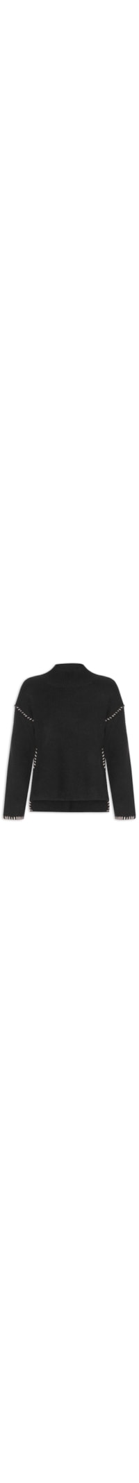 Suéter Feminino Gola Alta Em Tricot - Preto