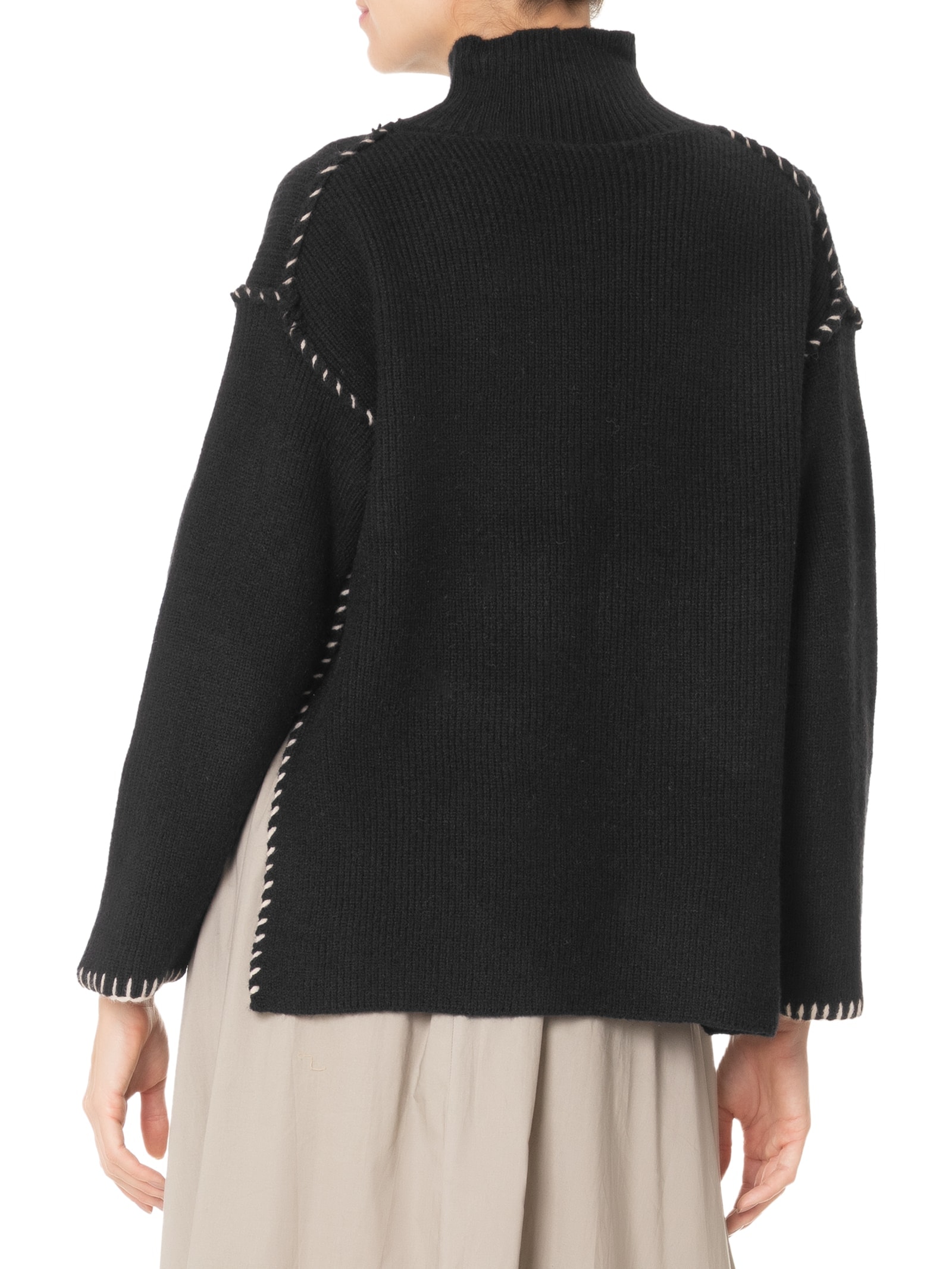 Suéter Feminino Gola Alta Em Tricot Preto '2Essential