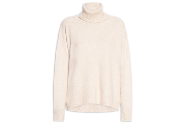 Suéter Feminino Gola Alta Texturizado - Bege