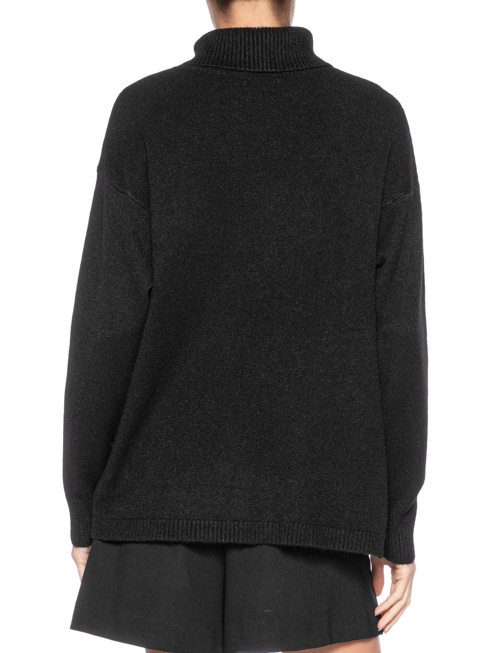 Suéter Feminino Gola Alta Texturizado Preto Basiq