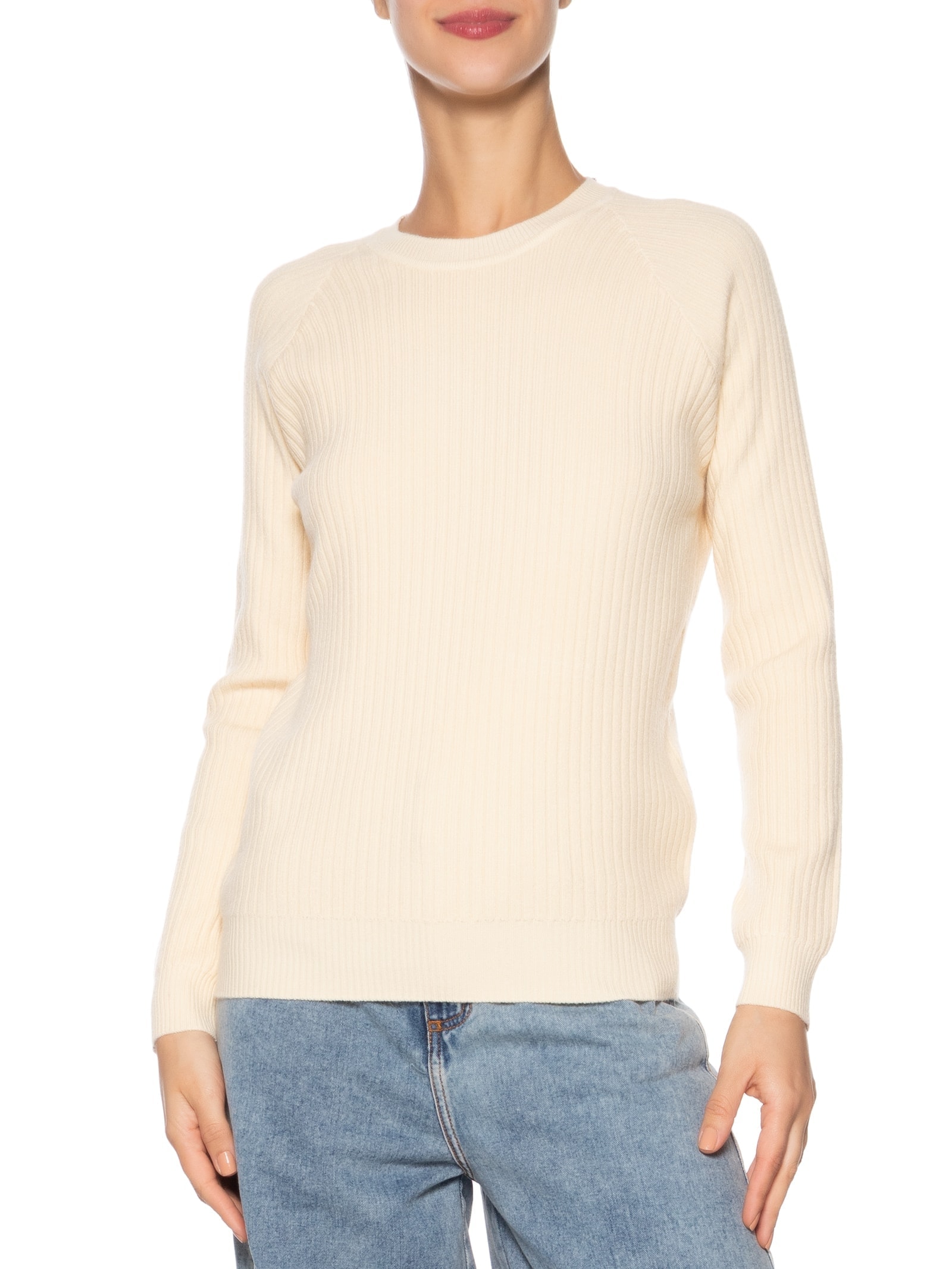 Suéter Feminino Gola Careca Texturizado Bege Basiq