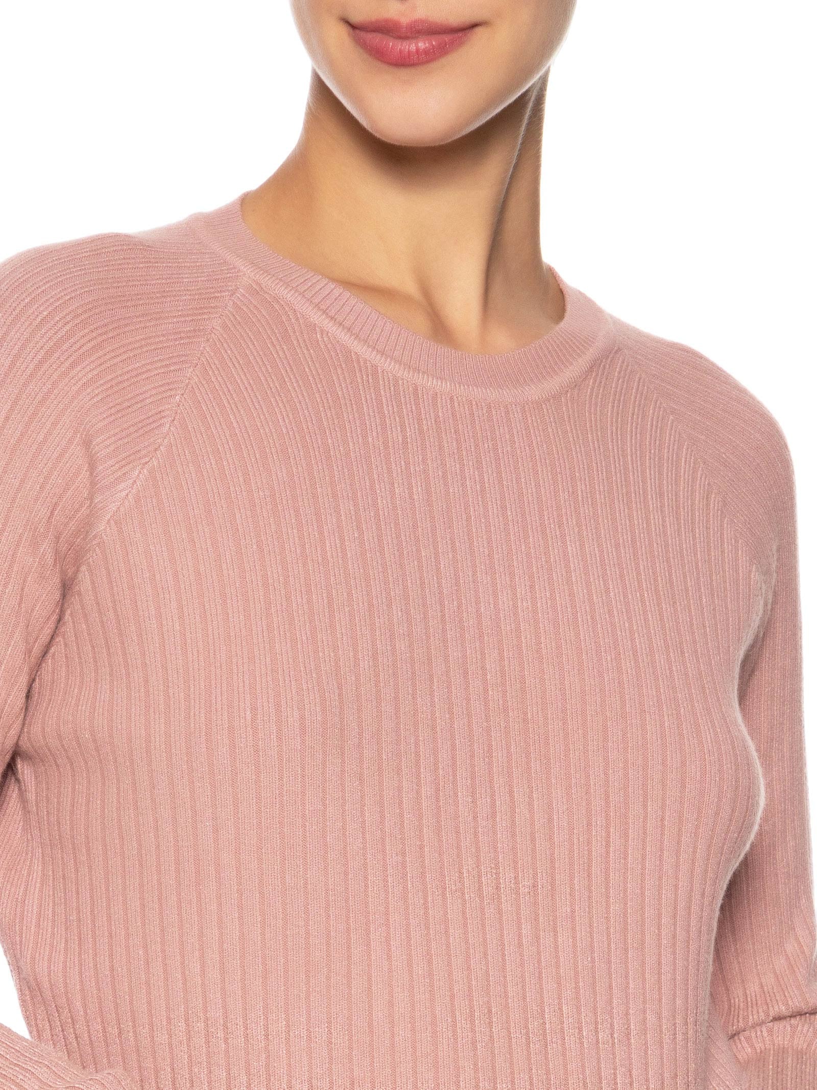 Suéter Feminino Gola Careca Texturizado Rosa Basiq