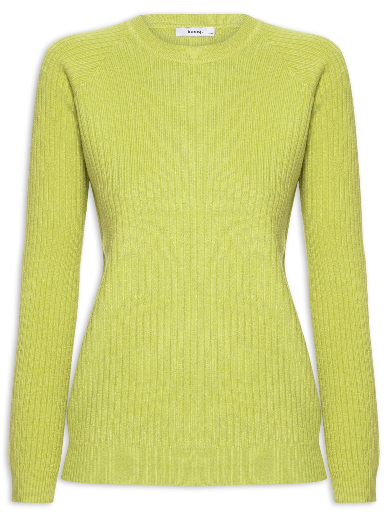 Suéter Feminino Gola Careca Texturizado Verde Basiq