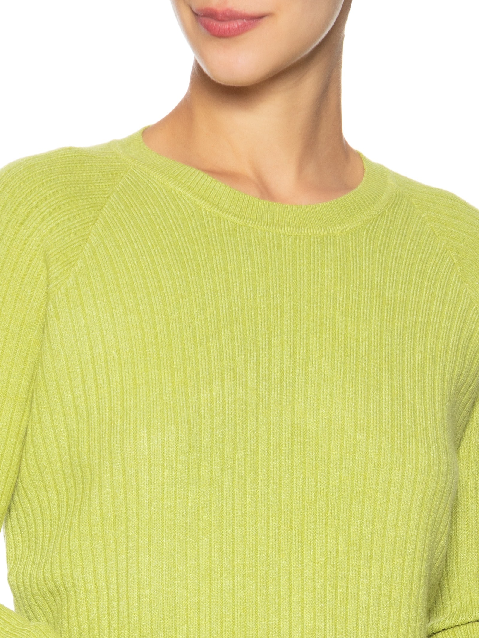 Suéter Feminino Gola Careca Texturizado Verde Basiq