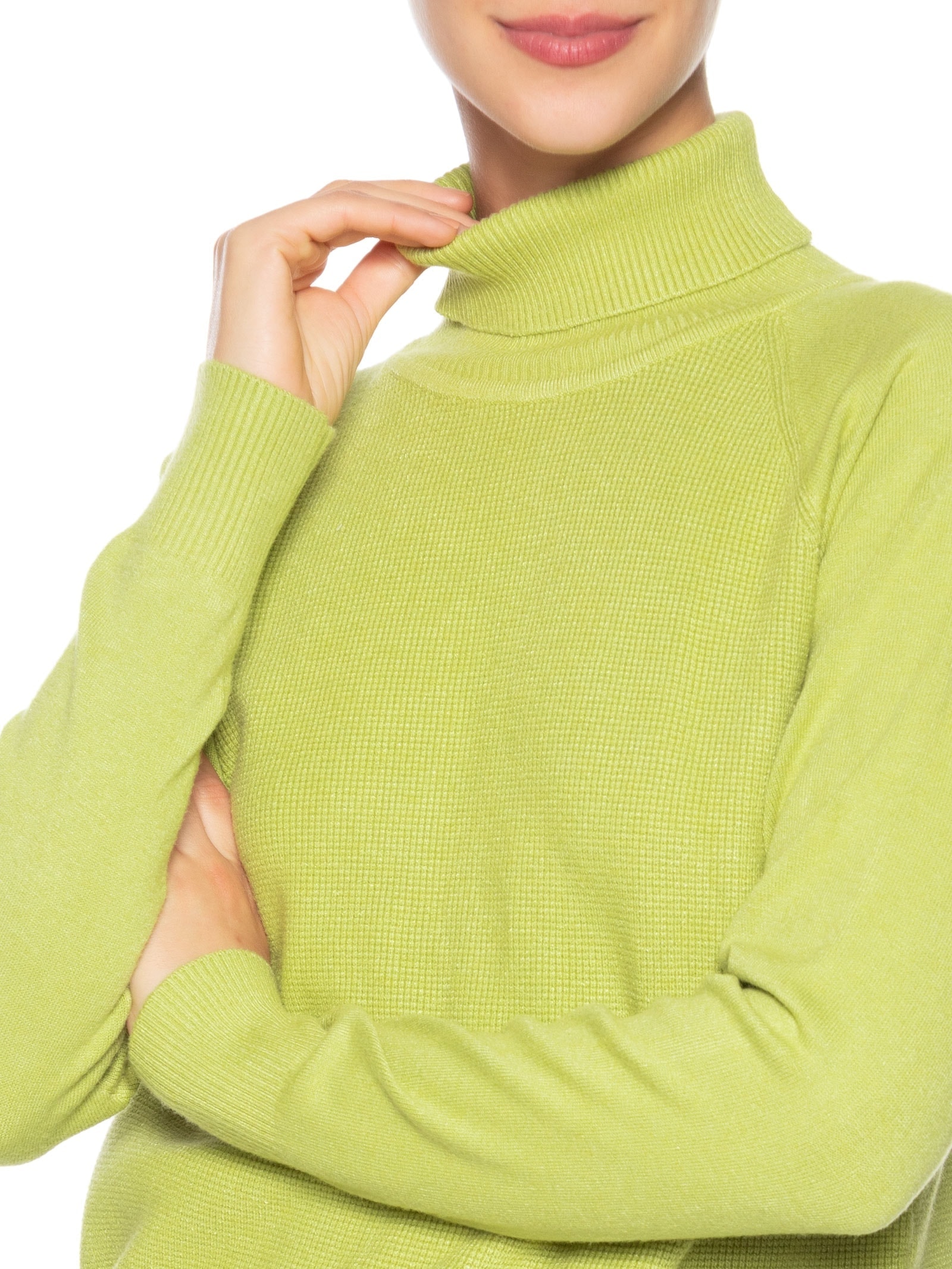 Suéter Feminino Gola Rolê Texturizado Verde Basiq