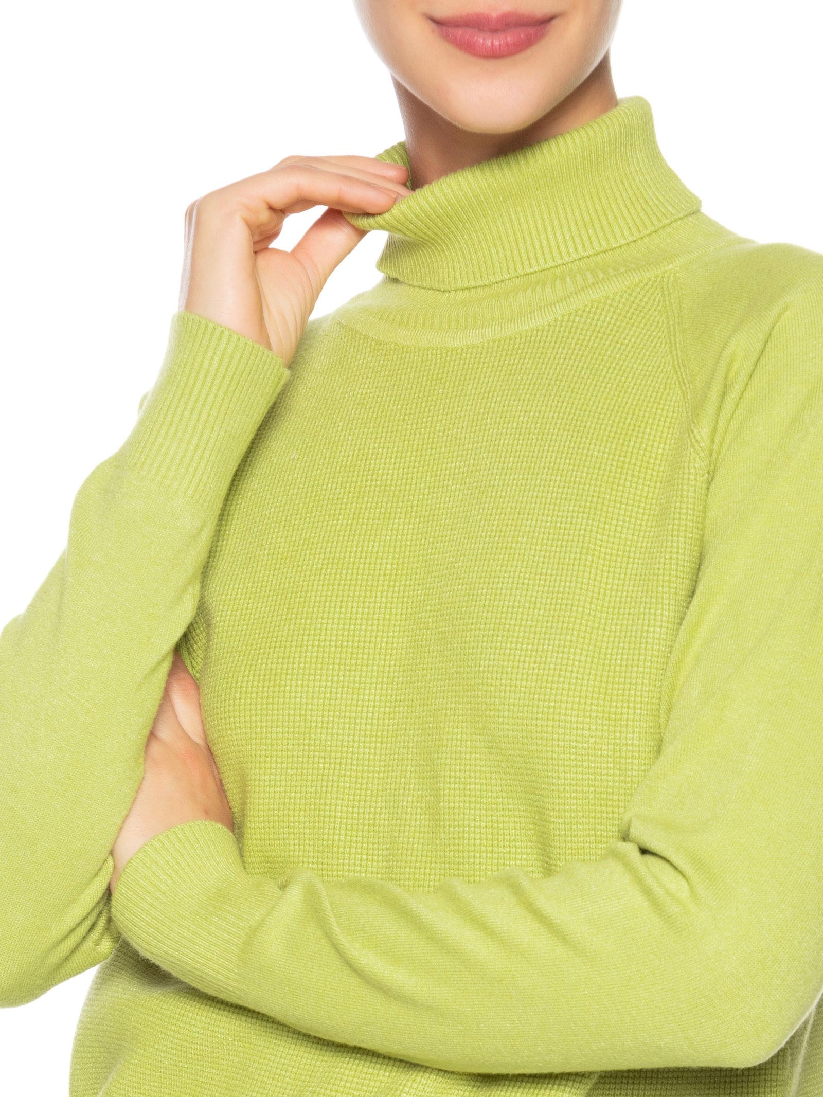 Suéter Feminino Gola Rolê Texturizado Verde Basiq