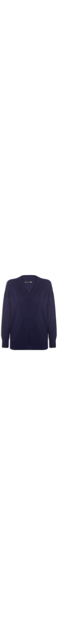 Suéter Feminino Gola V Com Blend De Lã E Cashmere - Azul