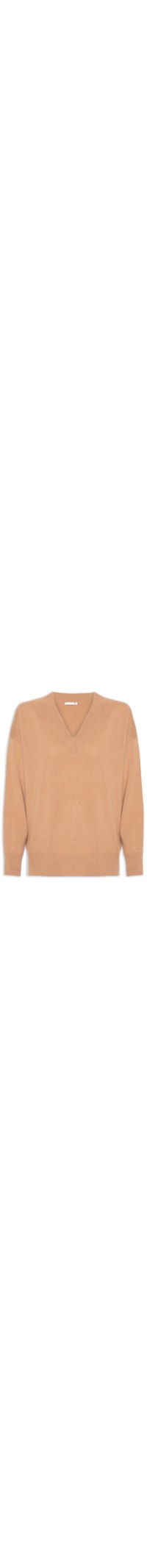 Suéter Feminino Gola V Com Blend De Lã E Cashmere - Bege