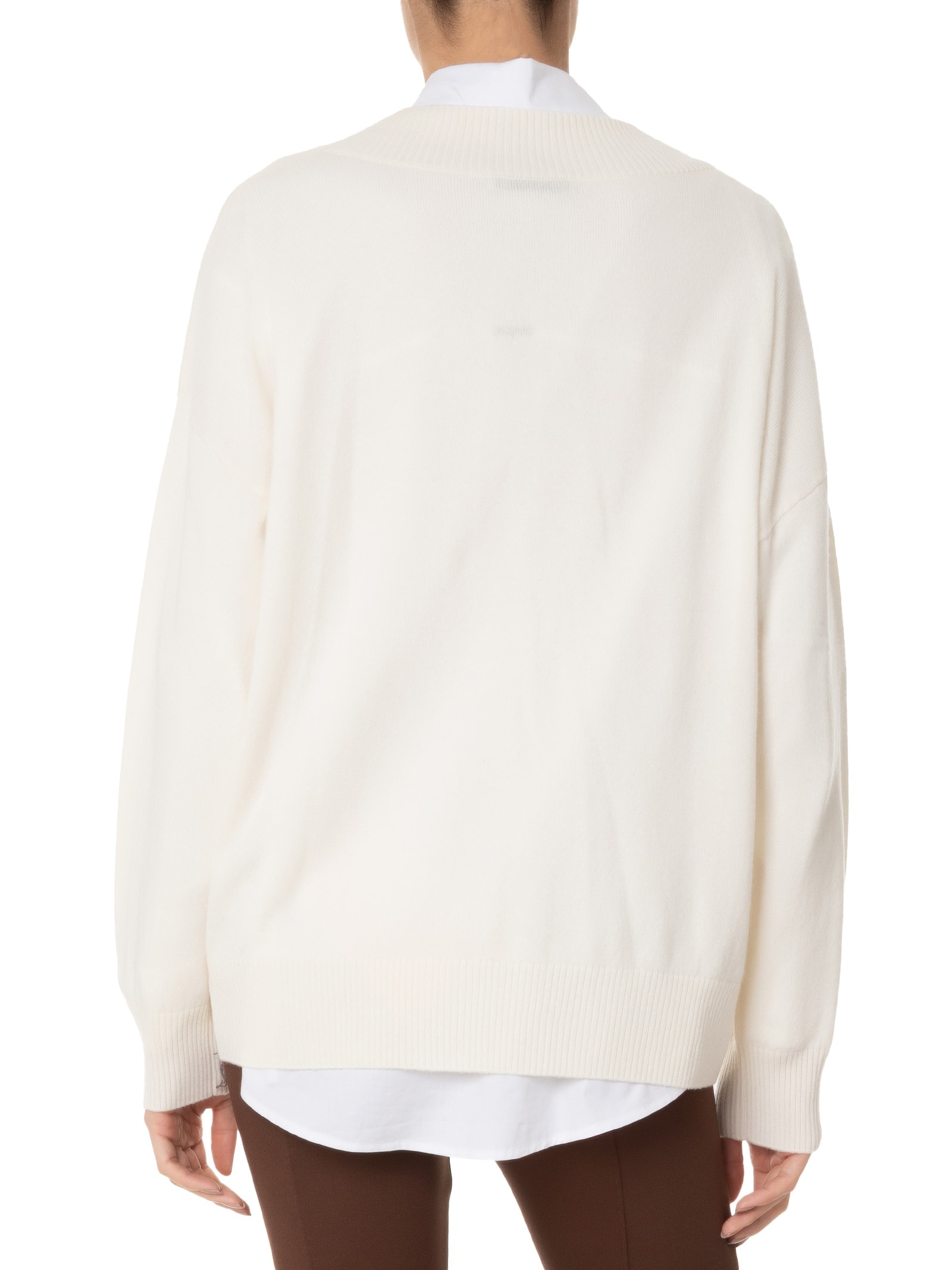 Suéter Feminino Gola V Com Blend De Lã E Cashmere Off White '2Essential