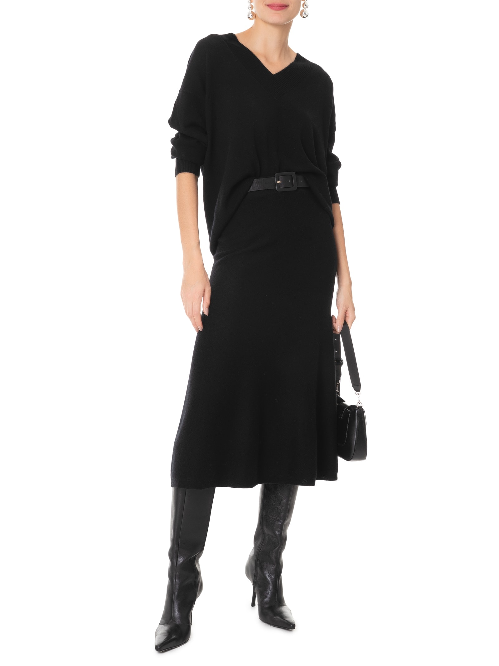 Suéter Feminino Gola V Com Blend De Lã E Cashmere Preto '2Essential