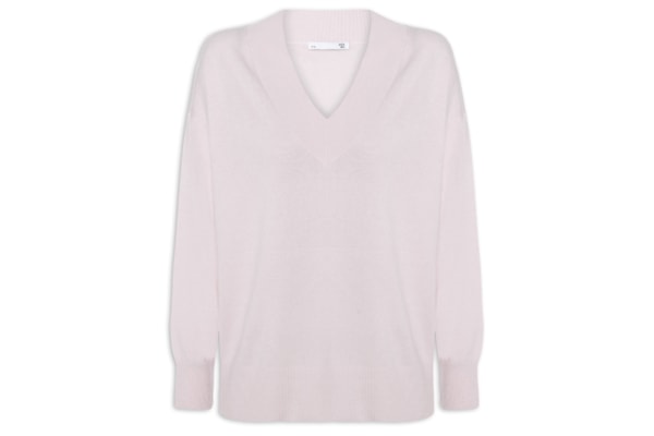 Suéter Feminino Gola V Com Blend De Lã E Cashmere - Rosa