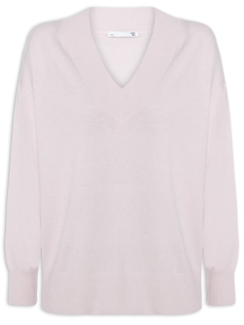 Suéter Feminino Gola V Com Blend De Lã E Cashmere - Rosa