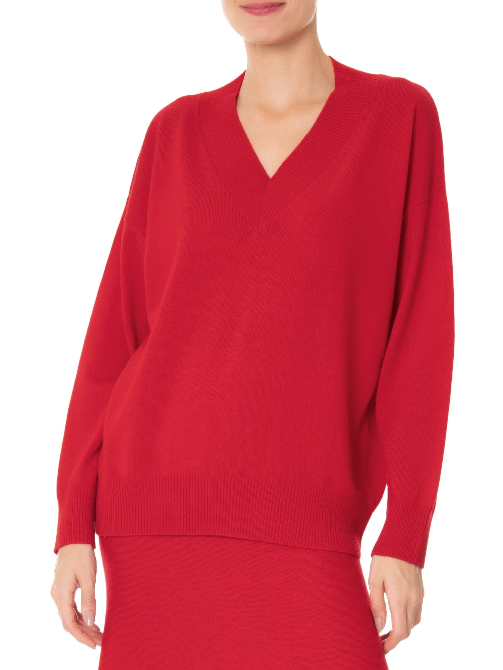 Suéter Feminino Gola V Com Blend De Lã E Cashmere Vermelho '2Essential