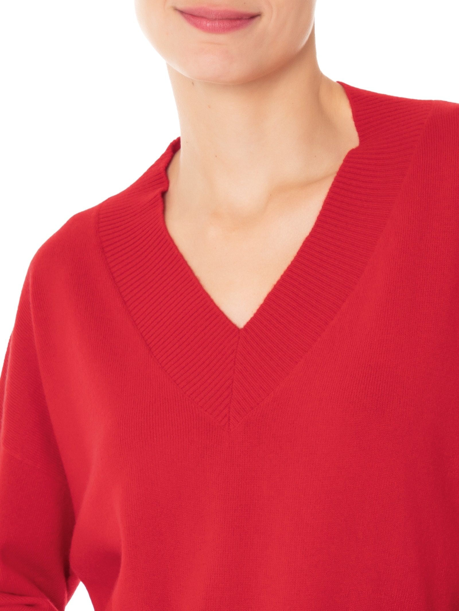 Suéter Feminino Gola V Com Blend De Lã E Cashmere Vermelho '2Essential