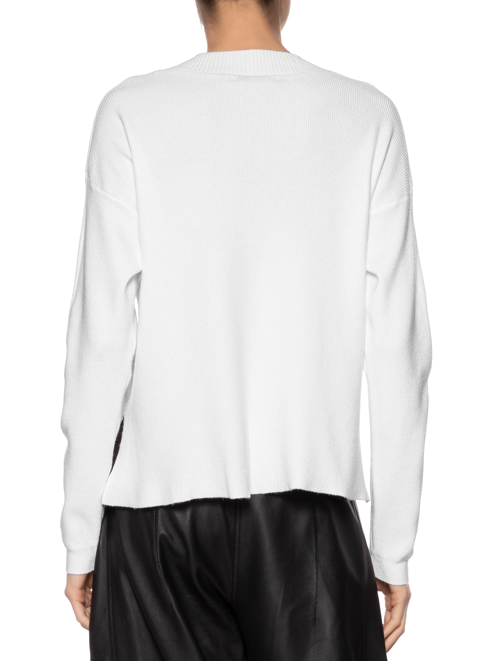 Suéter Feminino Gola V Com Fendas Laterais Branco '2Essential