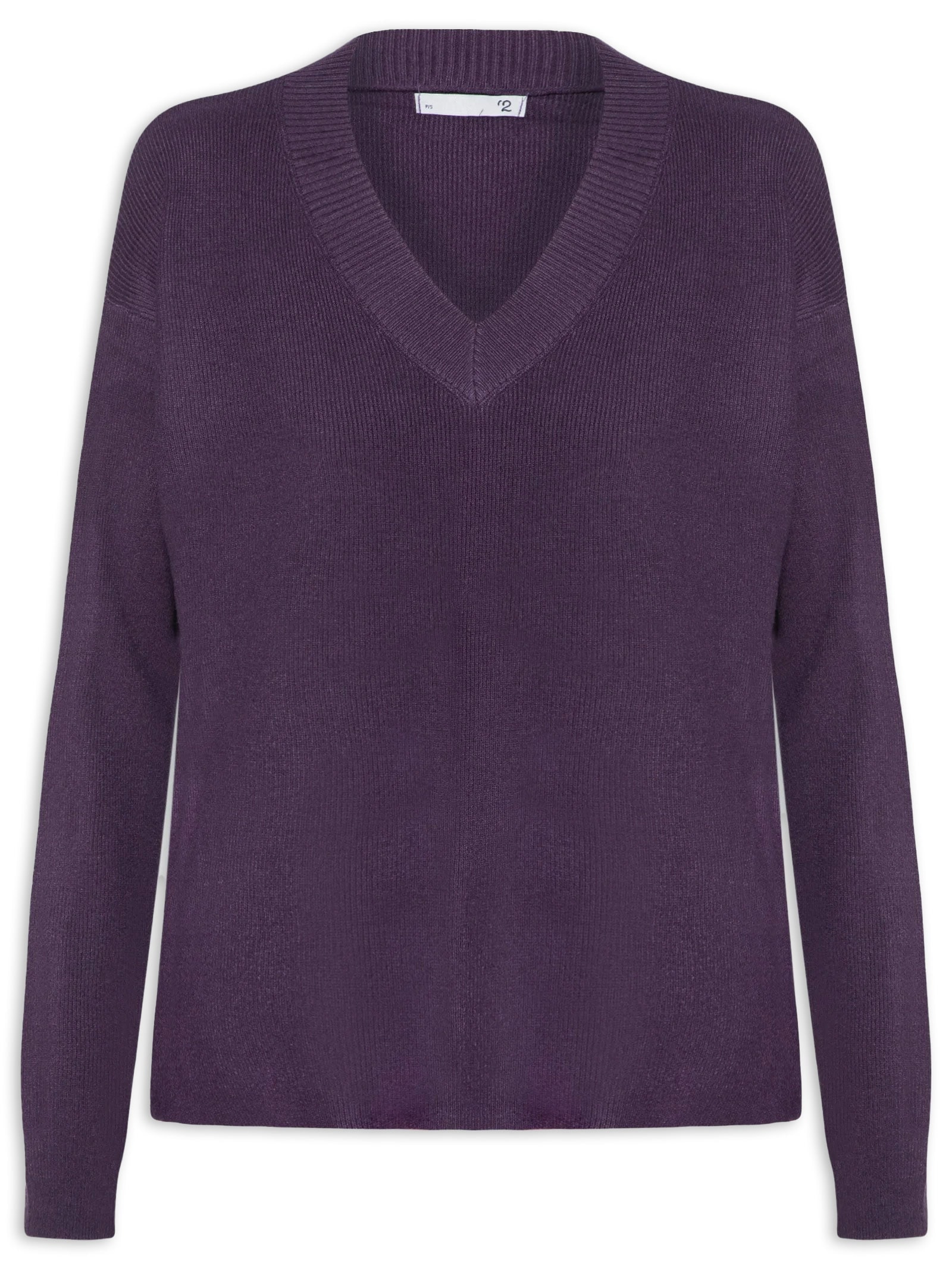 Suéter Feminino Gola V Com Fendas Laterais Roxo '2Essential