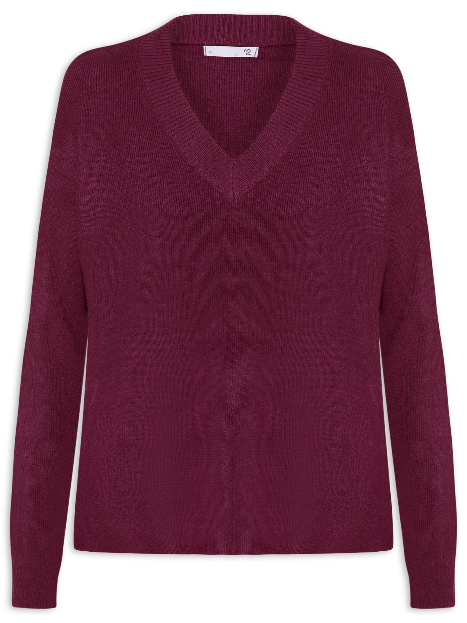 Suéter Feminino Gola V Com Fendas Laterais Vermelho '2Essential