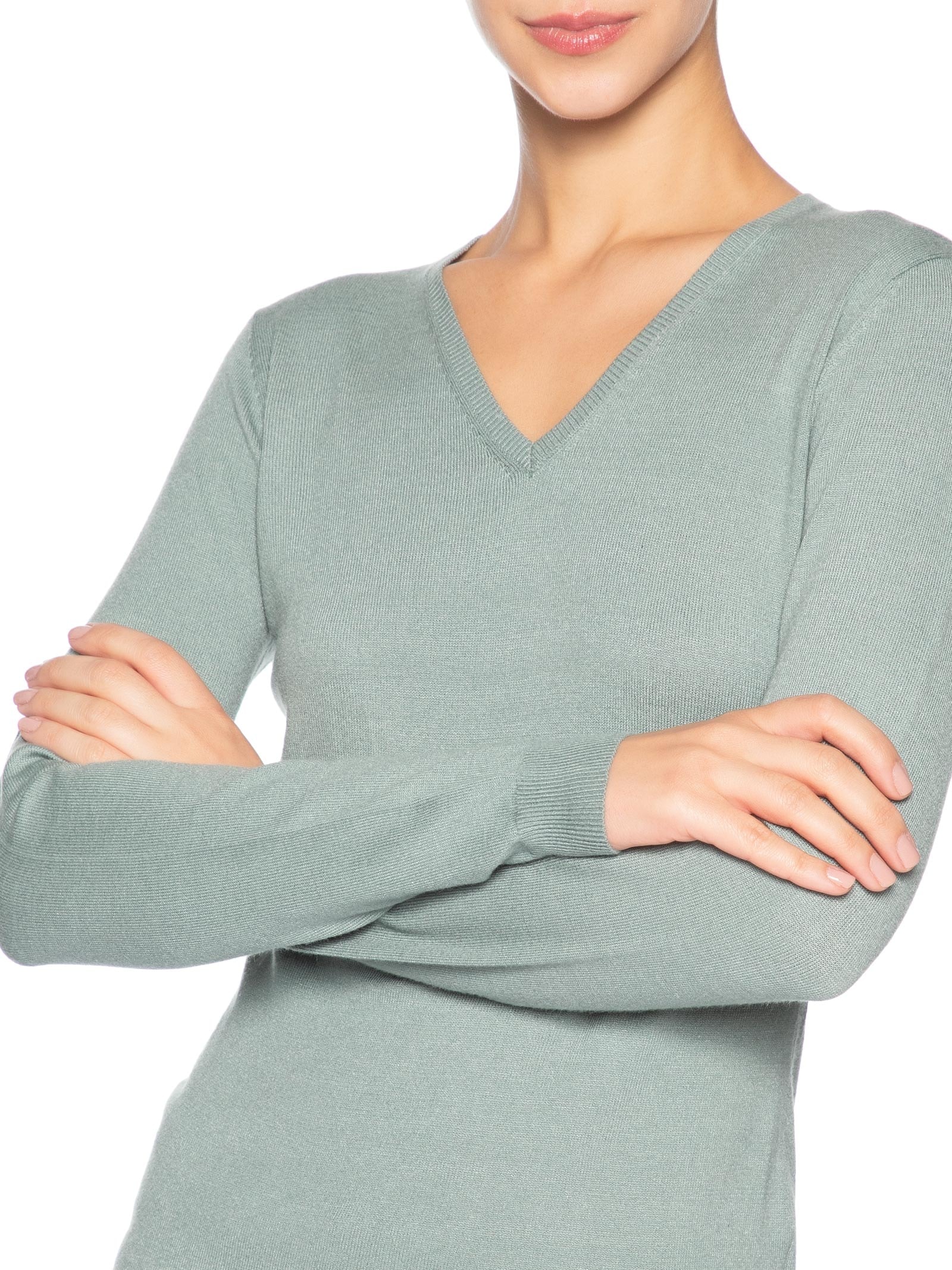 Suéter Feminino Gola V Verde Basiq