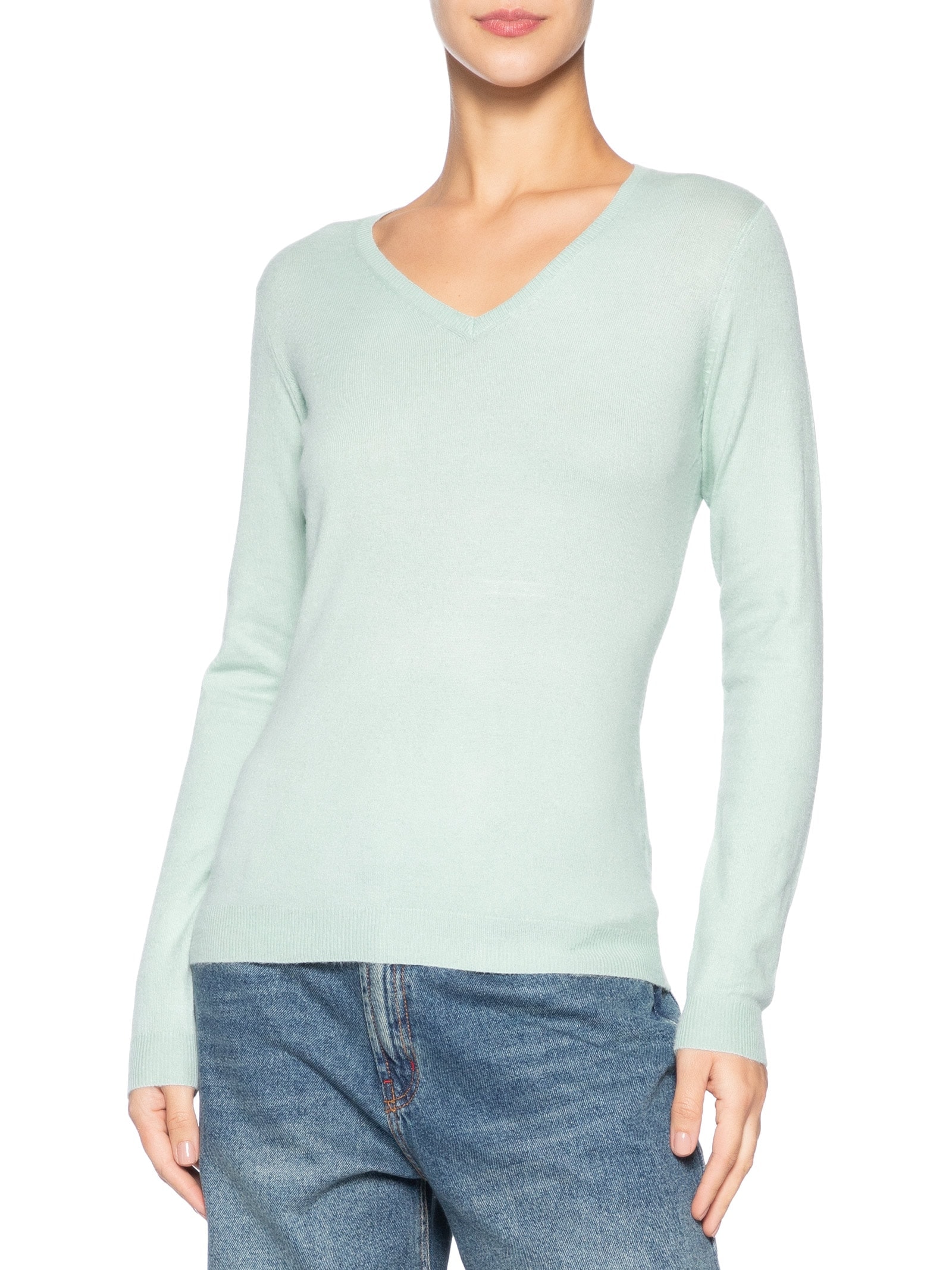 Suéter Feminino Gola V Verde Basiq