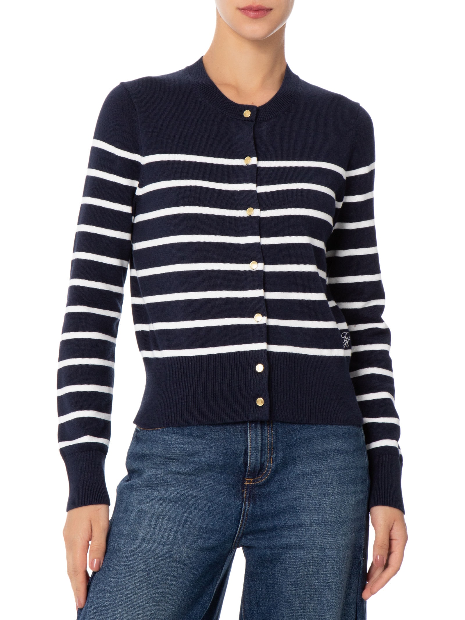 Suéter Feminino Gold Button STP – Azul Tommy Hilfiger