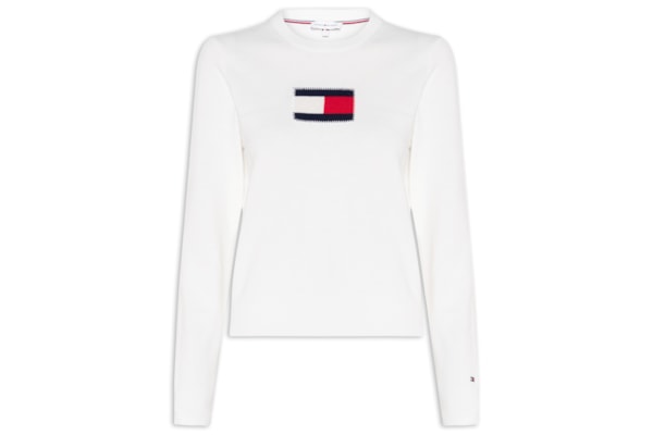Suéter Feminino Intarsia Graphic Ls C-NK - Branco