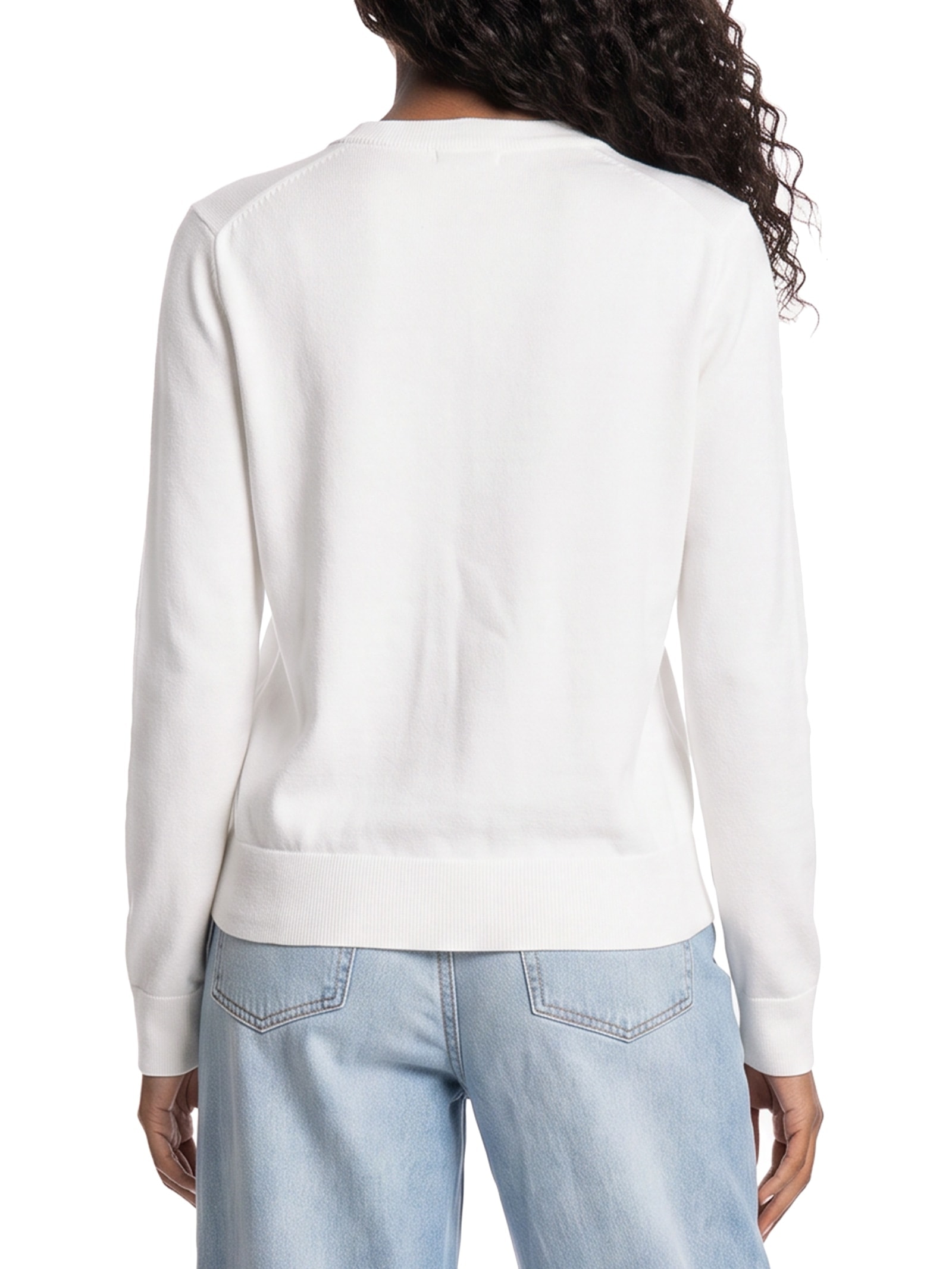 Suéter Feminino Intarsia Graphic Ls C-NK Branco Tommy Hilfiger