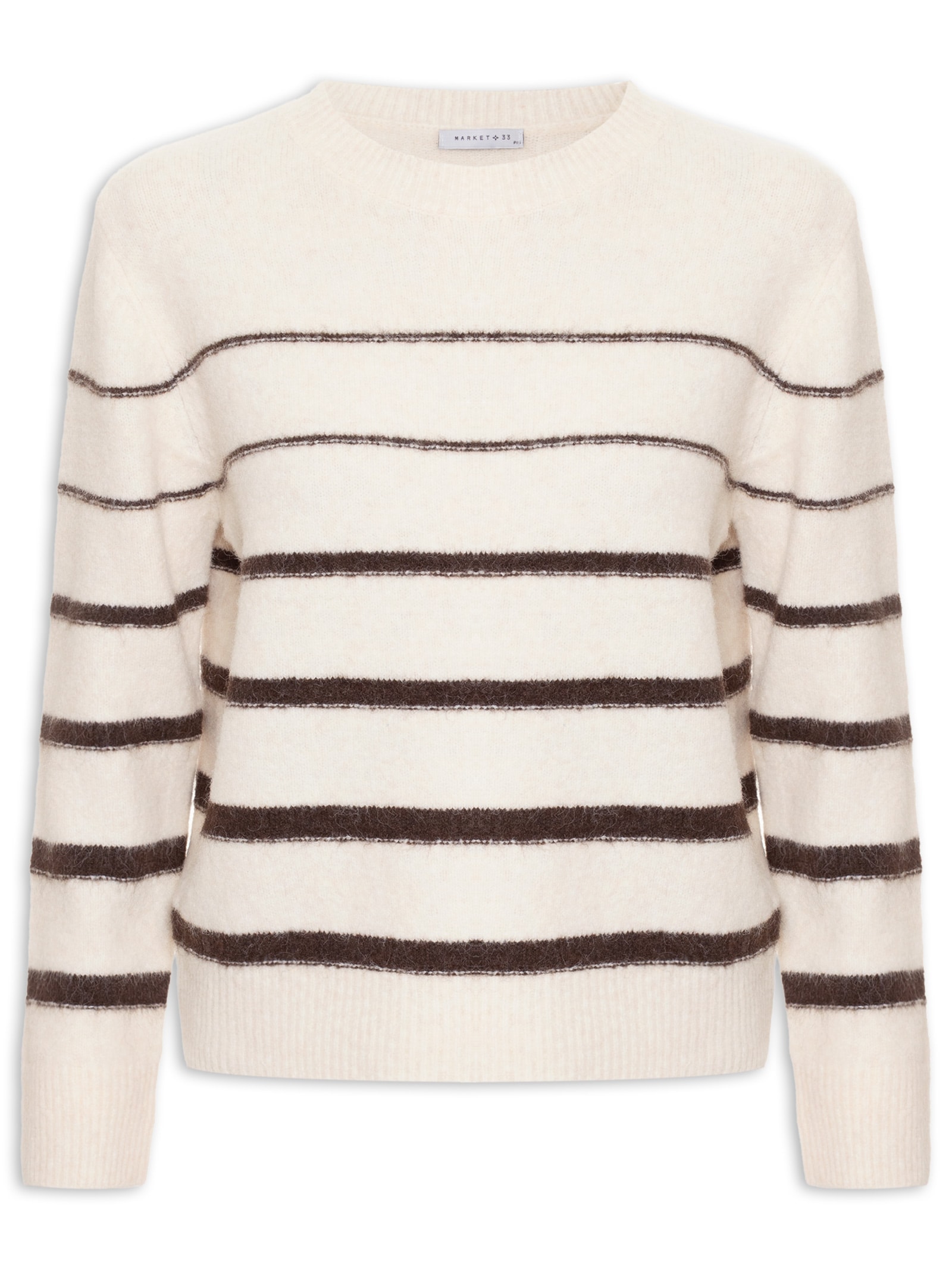 Suéter Feminino Listrado Bege Market 33