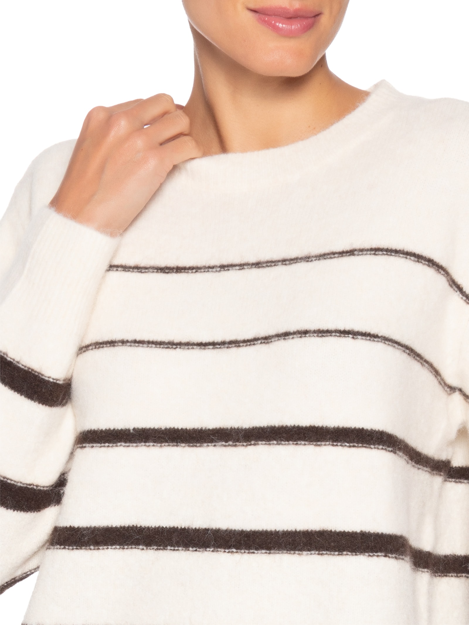 Suéter Feminino Listrado Bege Market 33