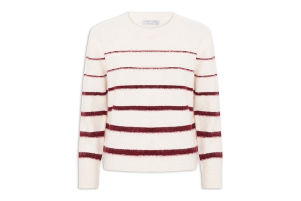 Suéter Feminino Listrado Em Tricot - Off White