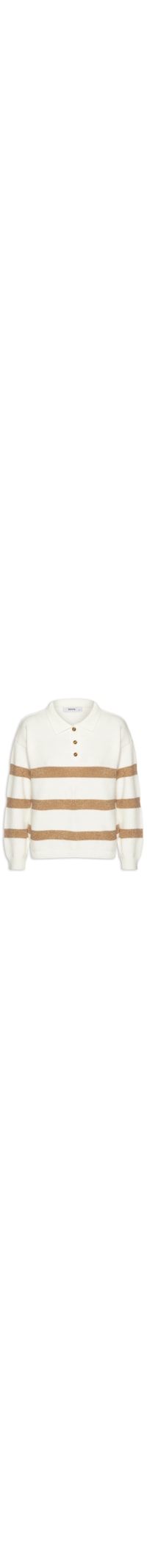 Suéter Feminino Listrado Gola Esporte - Off White