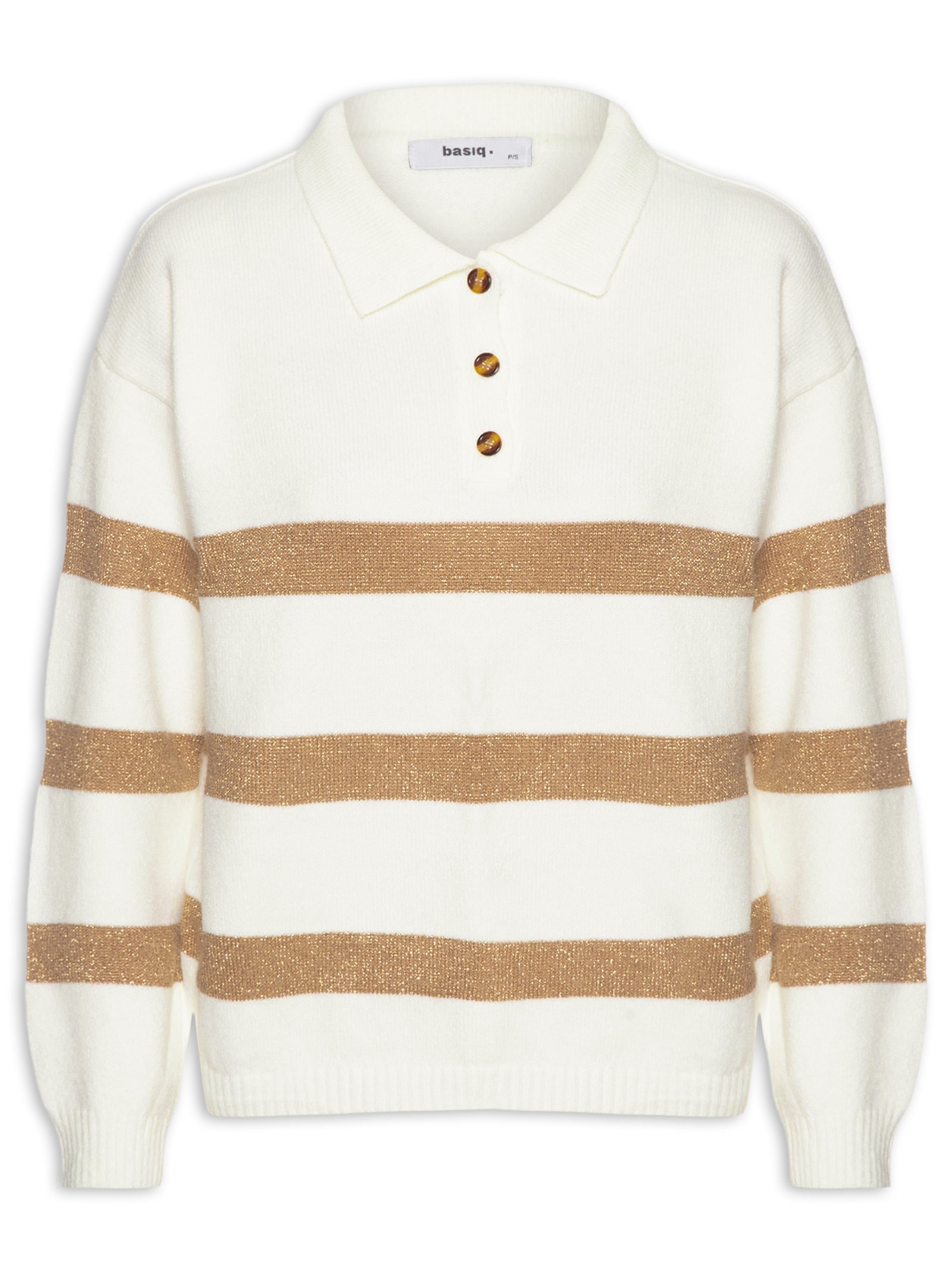 Suéter Feminino Listrado Gola Esporte Off White Basiq