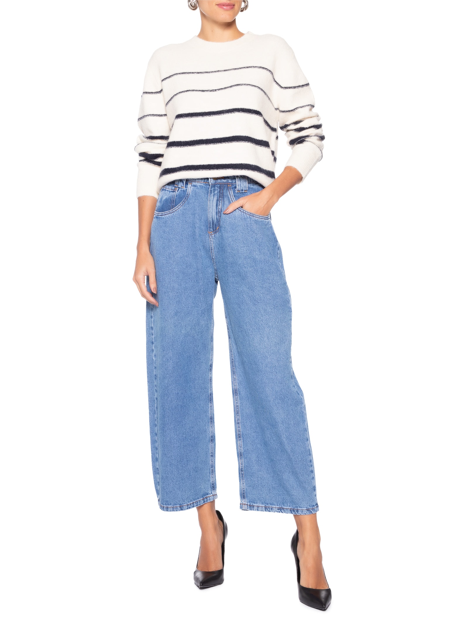 Suéter Feminino Listrado Off White Market 33