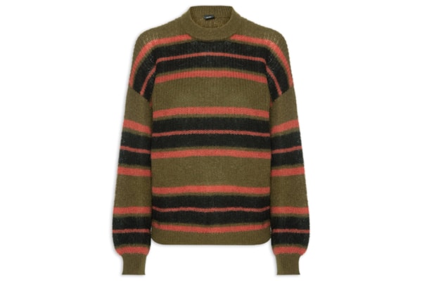 Suéter Feminino Over Tricot Listras - Marrom
