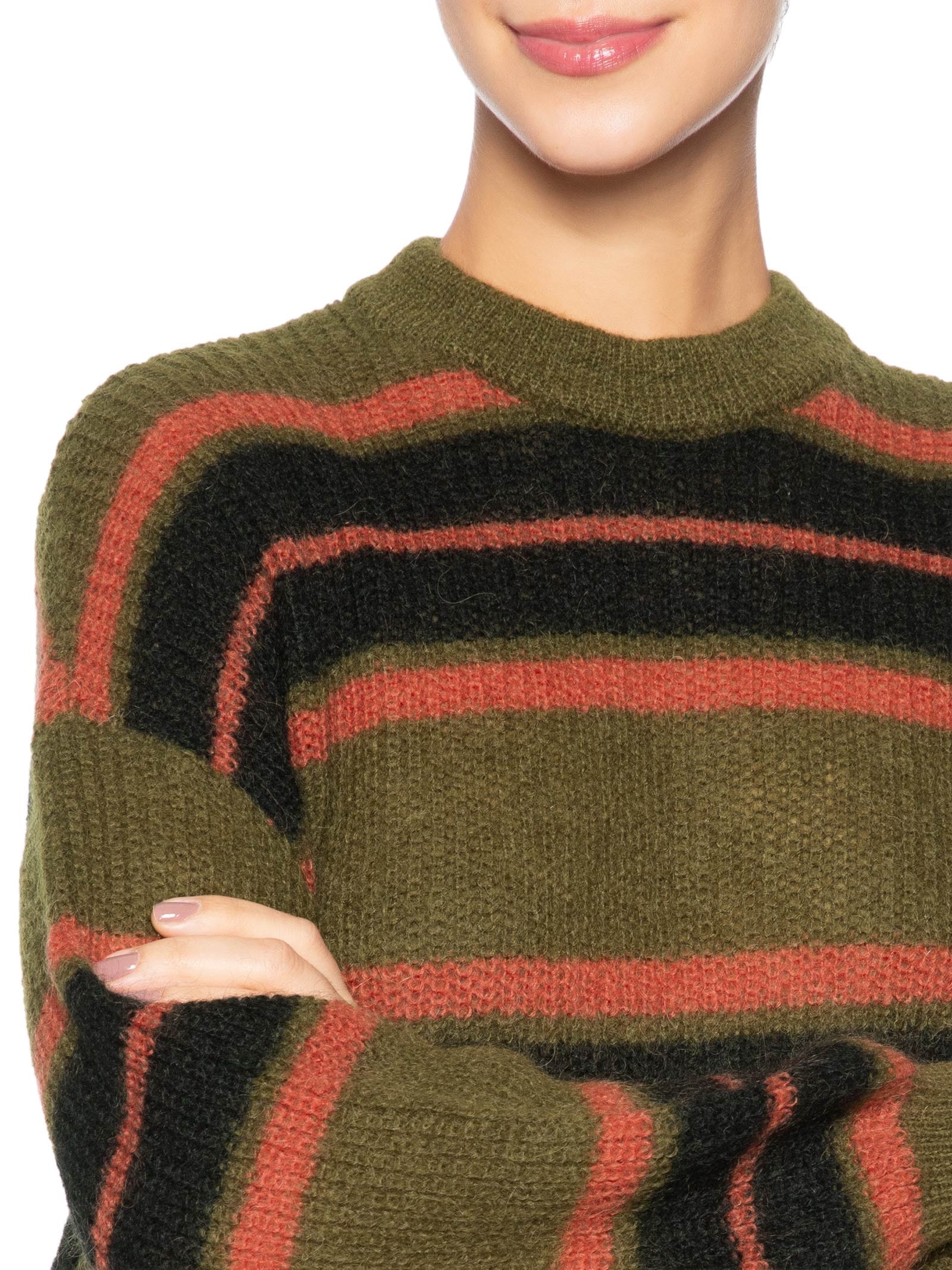 Suéter Feminino Over Tricot Listras Marrom Osklen