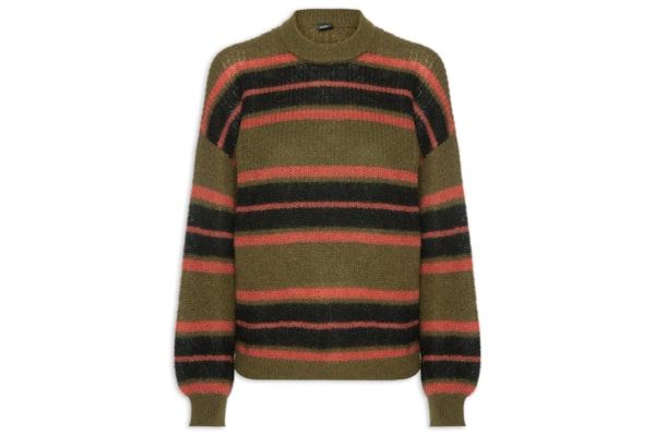 Suéter Feminino Over Tricot Listras - Marrom