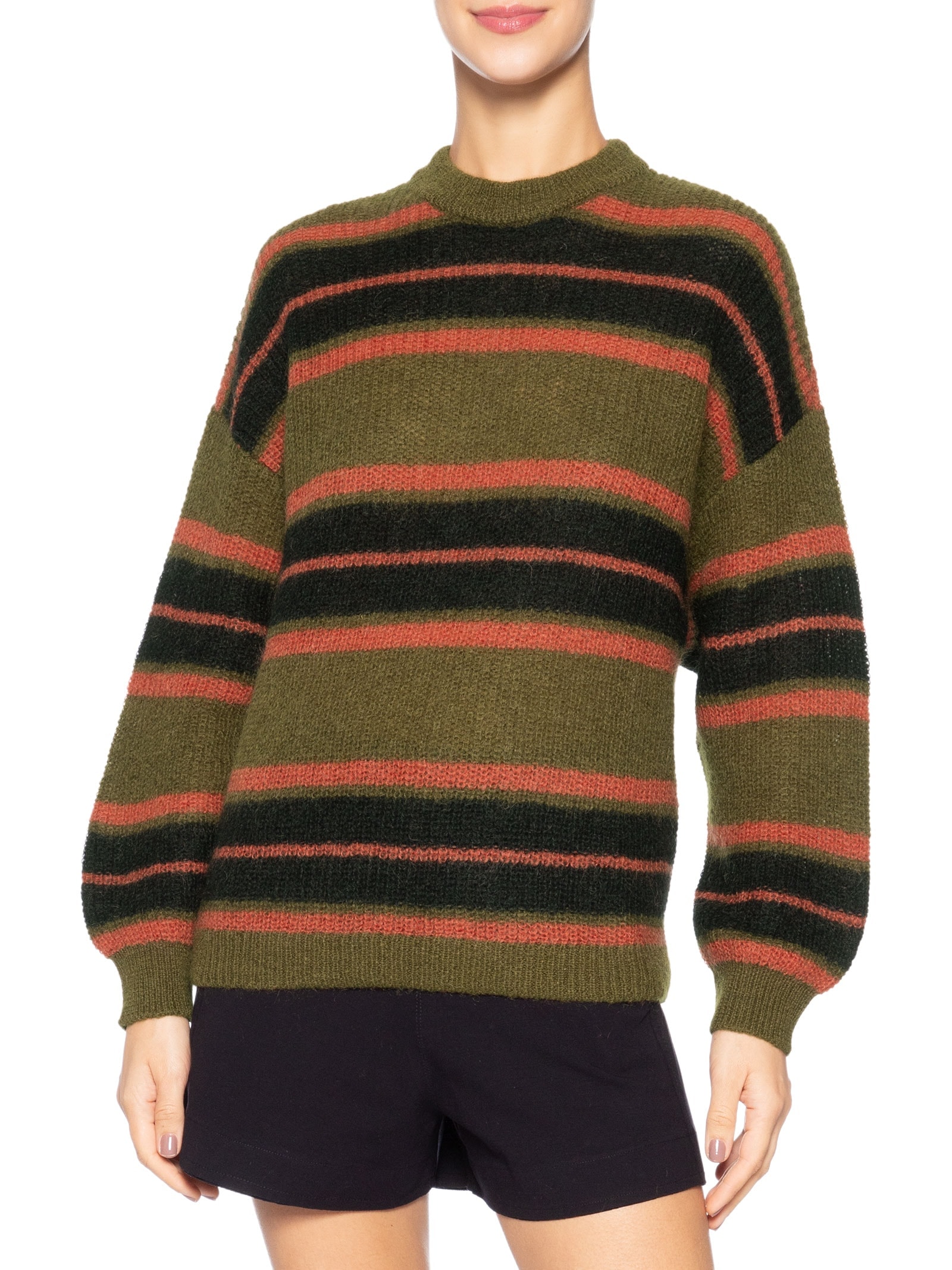 Suéter Feminino Over Tricot Listras Marrom Osklen