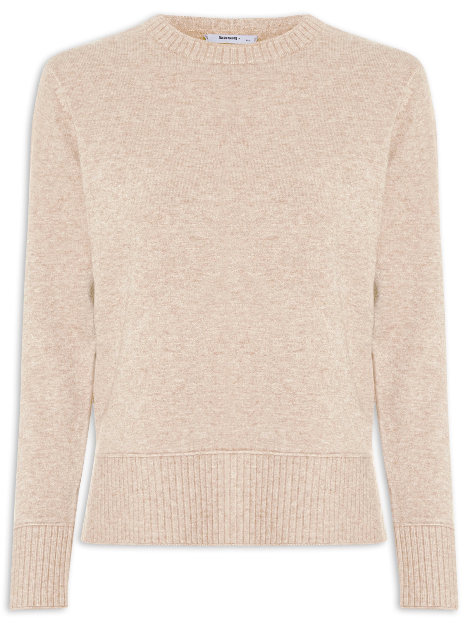 Suéter Feminino Oversized Básico Bege Basiq