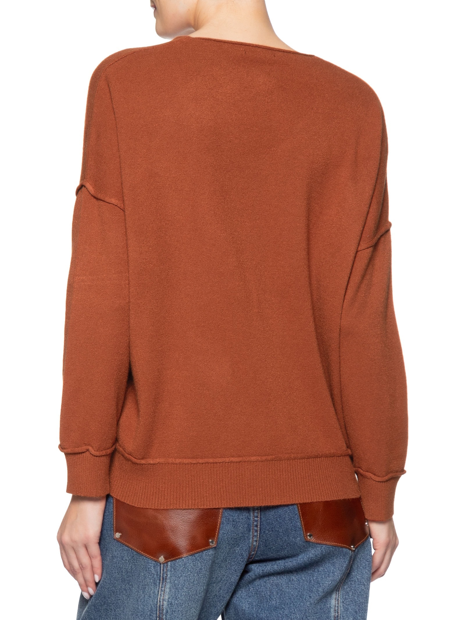 Suéter Feminino Oversized Decote V Vermelho Basiq