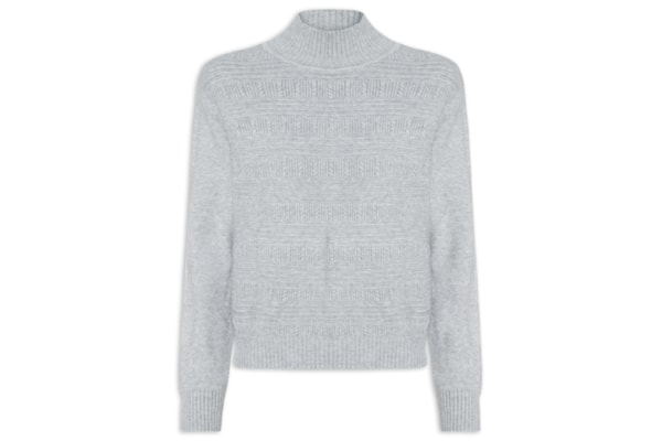 Suéter Feminino Oversized Gola Careca - Cinza