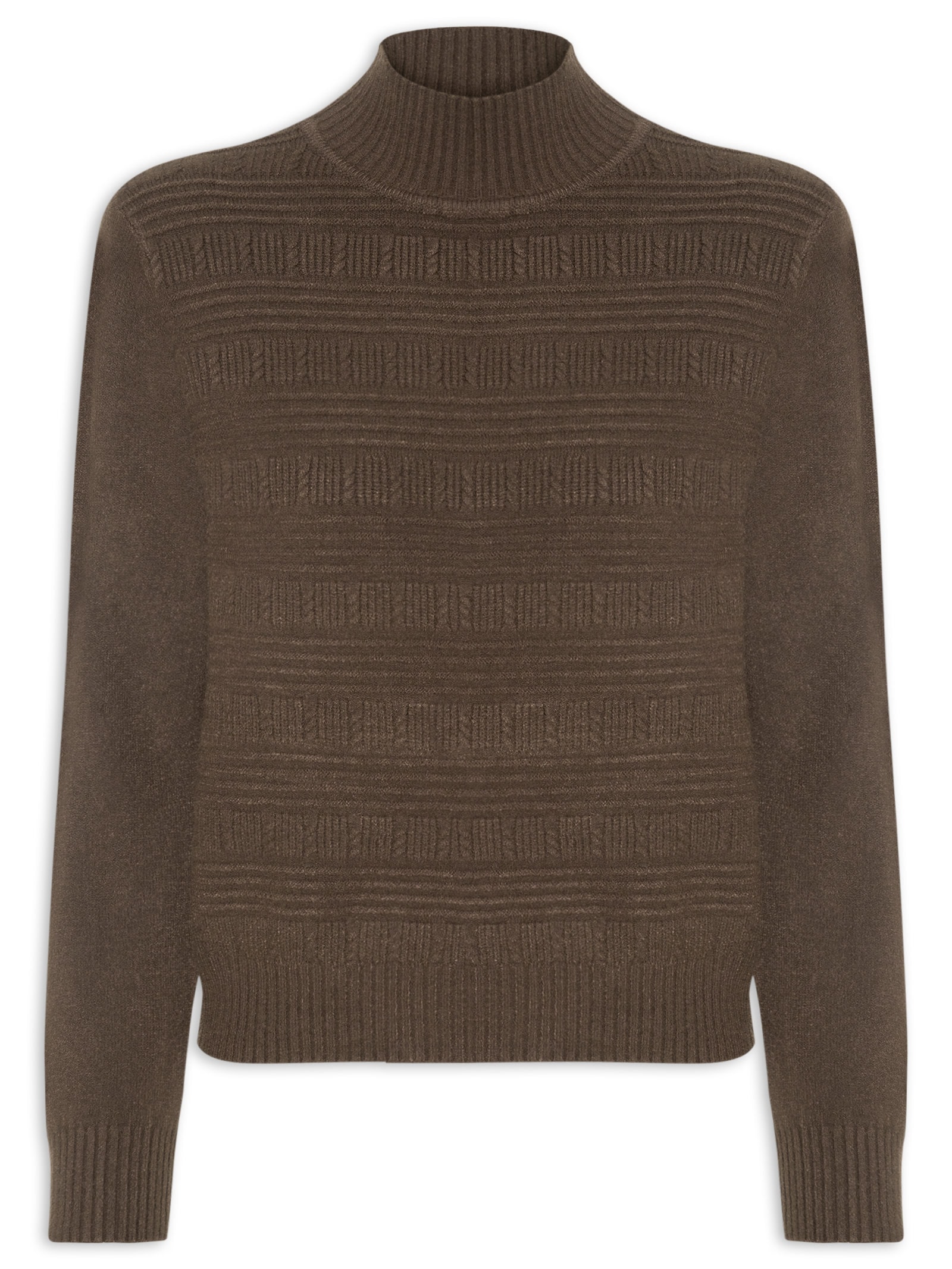 Suéter Feminino Oversized Gola Careca Marrom Basiq