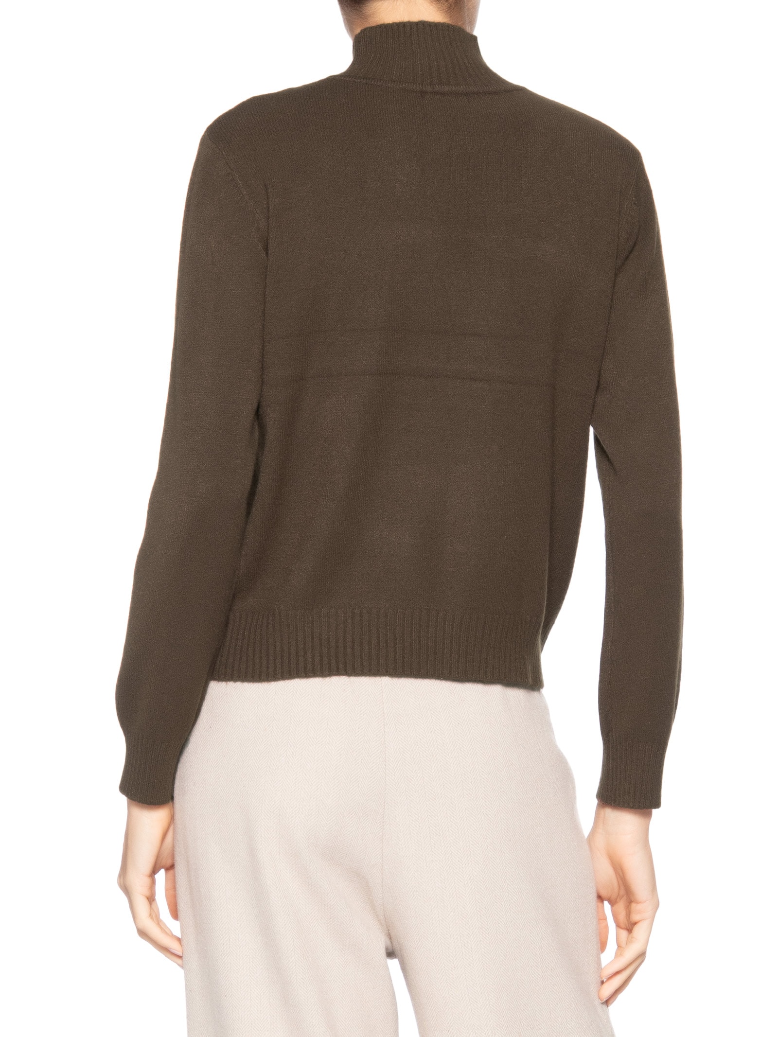 Suéter Feminino Oversized Gola Careca Marrom Basiq