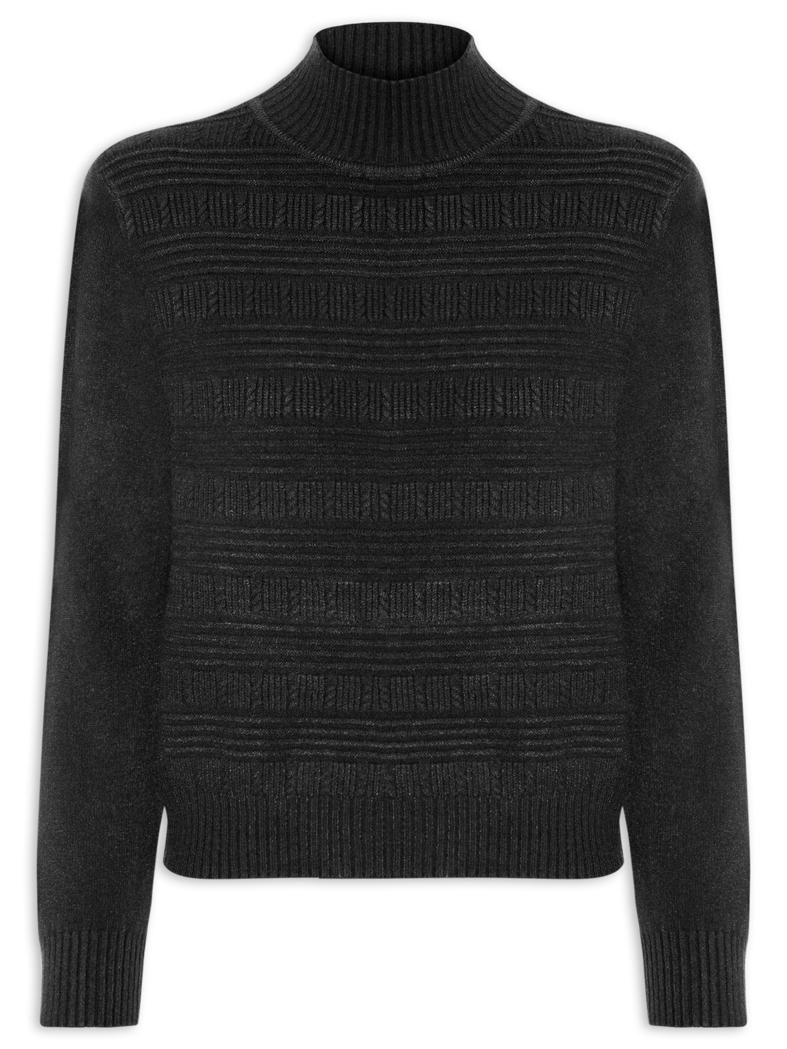 Suéter Feminino Oversized Gola Careca Preto Basiq