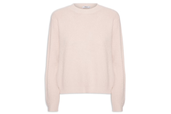 Suéter Feminino Oversized Gola Ribana - Bege