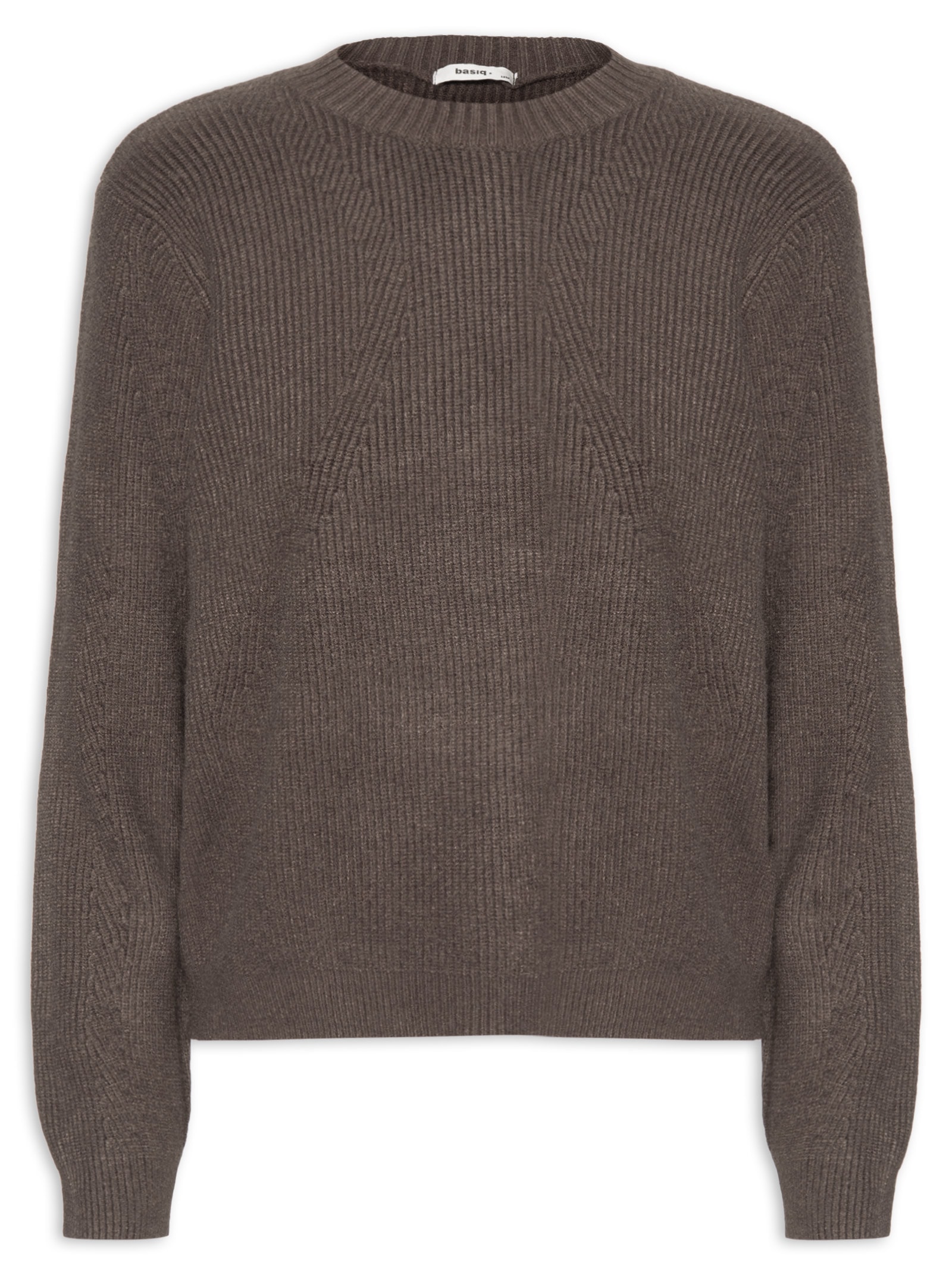 Suéter Feminino Oversized Gola Ribana Marrom Basiq