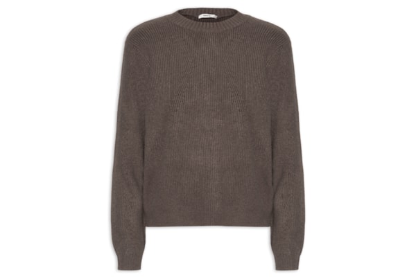 Suéter Feminino Oversized Gola Ribana - Marrom