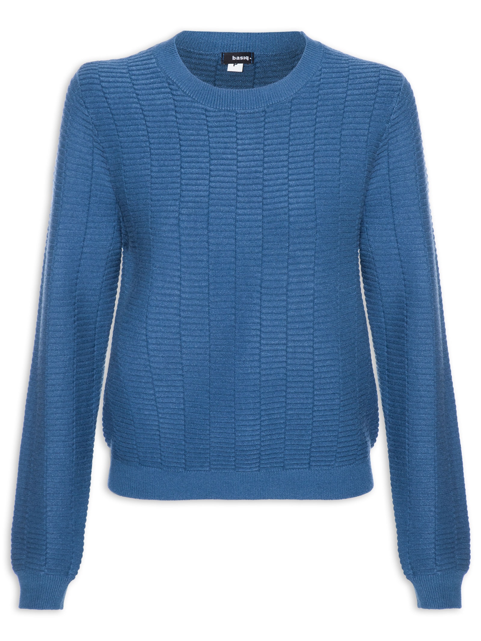 Suéter Feminino Oversized Texturizado Azul Basiq