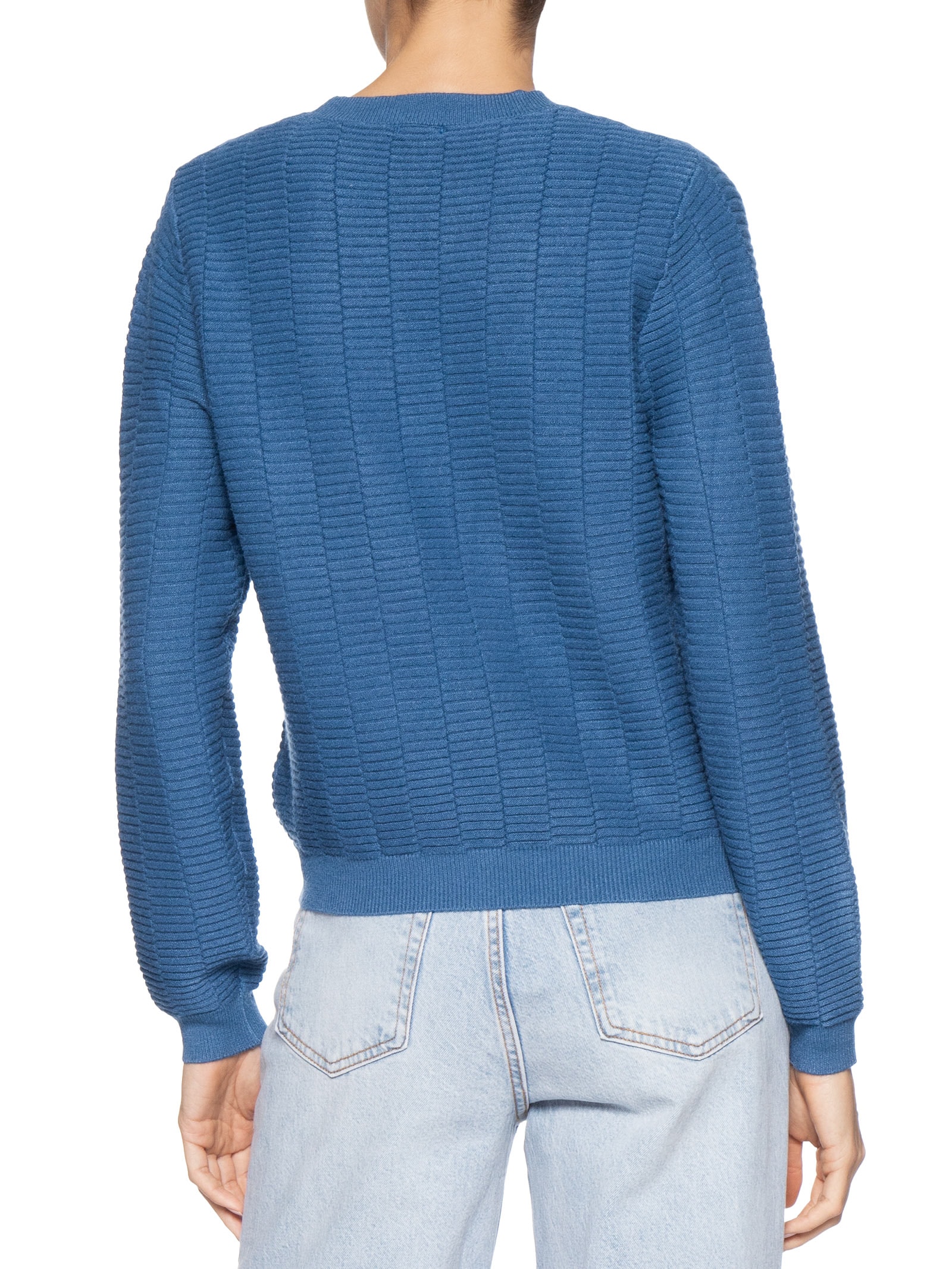 Suéter Feminino Oversized Texturizado Azul Basiq