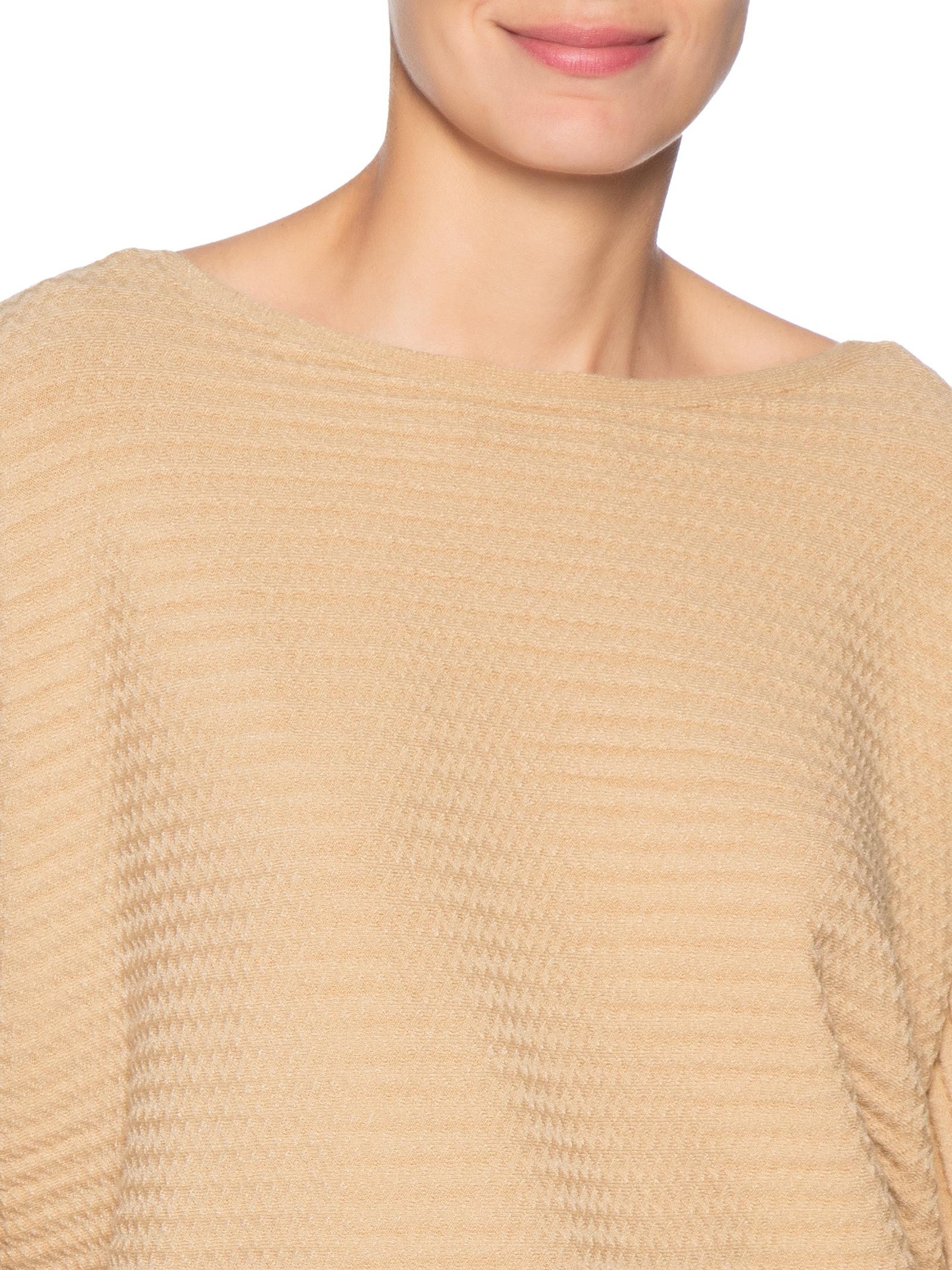 Suéter Feminino Oversized Texturizado Bege Basiq