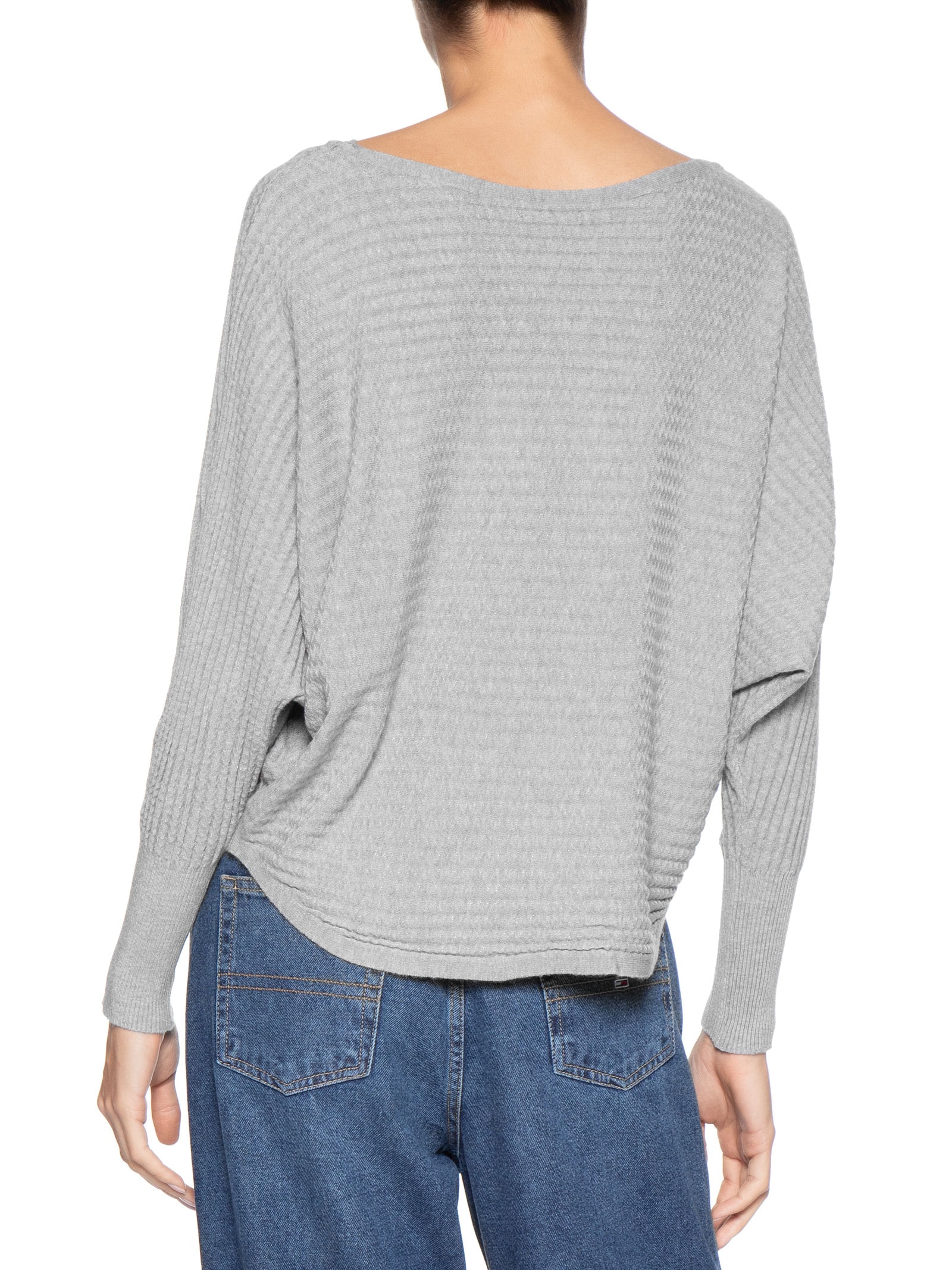 Suéter Feminino Oversized Texturizado Cinza Basiq